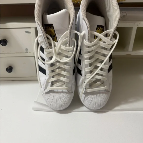 Adidas White and Black High-Top Sneakers